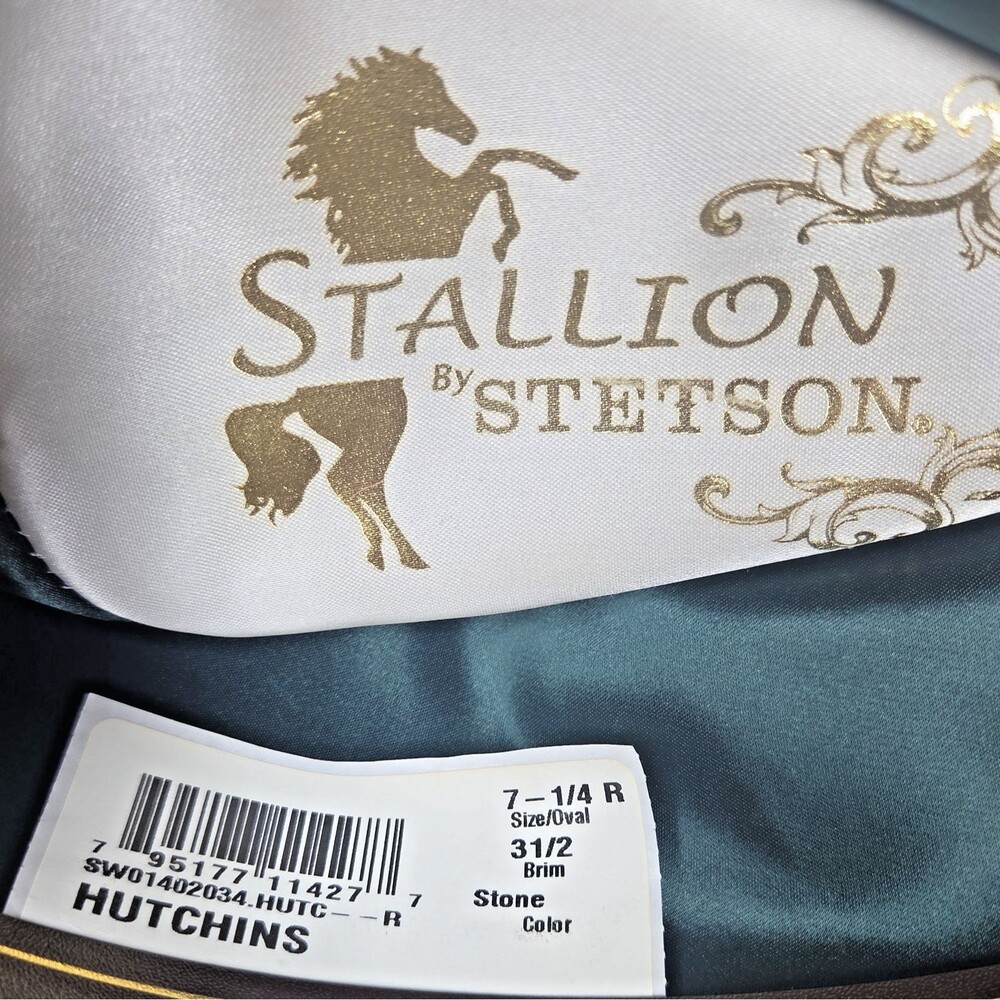 MENS Stetson Stallion HUTCHINS 3X Wool Felt Cowboy Hat 7 1/4 STONE USA TEXAS - Picture 6 of 9